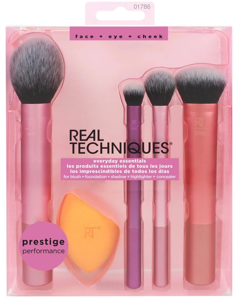 Real Techniques Everyday Essentials Makeup Brush Set -        - 