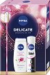Подаръчен комплект Nivea Delicate Moments of Joy - Душ гел и спрей дезодорант - продукт