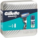 Подаръчен комплект за мъже Gillette Mach 3 - Самобръсначка и гел за бръснене - продукт