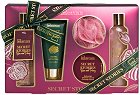 Подаръчен комплект IDC Institute Secret Stories - Душ гел, лосион за тяло, пяна за вана, скраб за тяло и гъба за баня - продукт