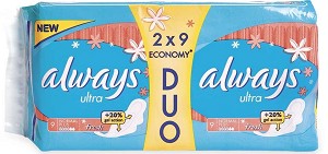 Always Ultra Fresh Duo Pads - 18     -  