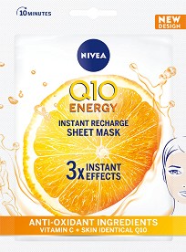 Nivea Q10 Energy Instant Recharge Sheet Mask - 10-      Q10 Energy - 