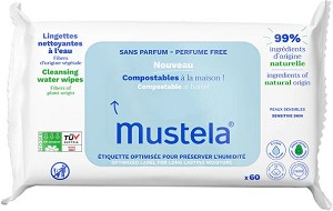 Mustela Cleansing Water Wipes - 60        -  